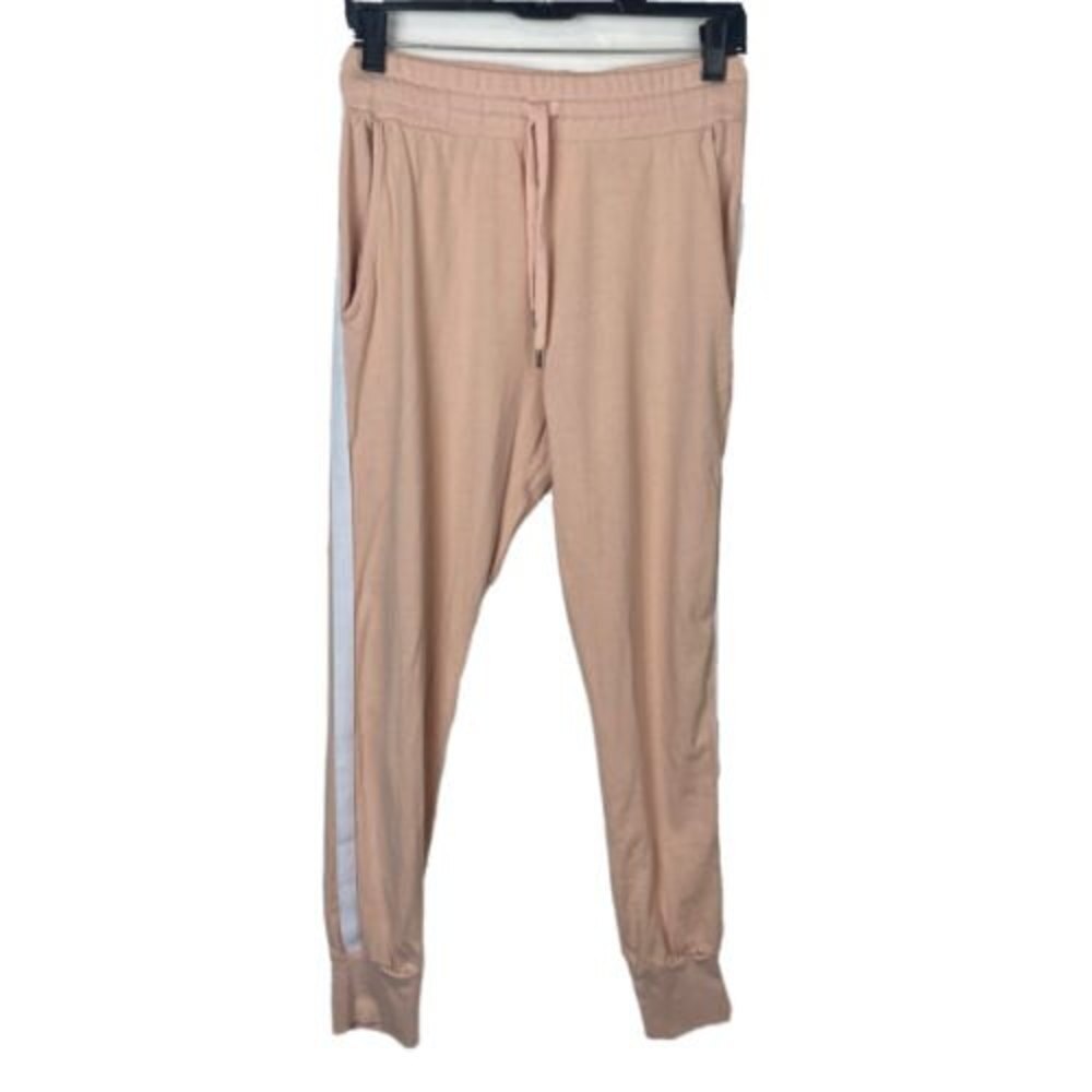 SUNDRY La Vie En Rose Pink White Side Striped Tapered Joggers Sweatpants size 0